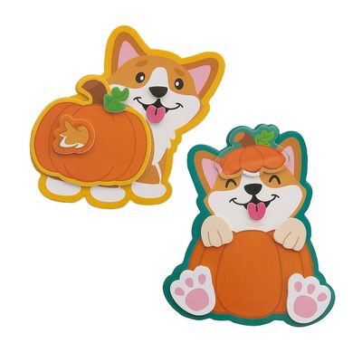 4"  4 1/4" Corgi in a Pumpkin Magnet Foam Craft Kits - Makes 12