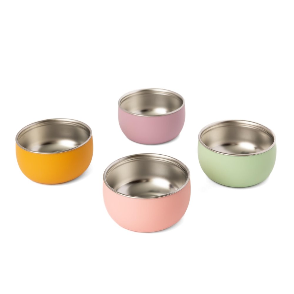 Monkey Proof Non-Toxic Stainless Steel Child Bowl 5 with Non-Slip Silicone Shell, (Set of 4 bowls) Unbreakable, Mess Free Feeding for Babies, Toddlers, Kids, BPA free (Garden Party)