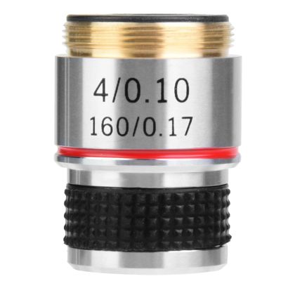 4X Achromatic Objective Lens Biological Microscope Objective Lens Precision Machined Aluminum Alloy for Lab Research and Education
