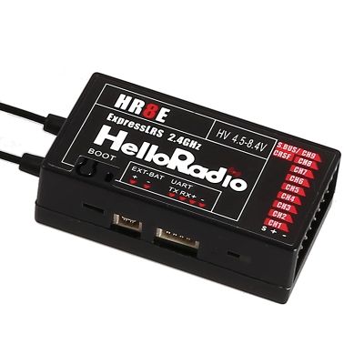 HelloRadio ELRS PWM Receiver 2.4GHz 9CH HR8E ExpressLRS Receiver Module for FPV Fixed Wing RC Airplane Car Boat Vehicles (Black)