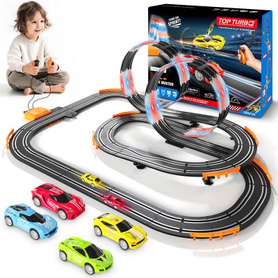 Slot Car Race Track Sets w LED Dual Race Track, Gifts Toy for Kids Age 6-13