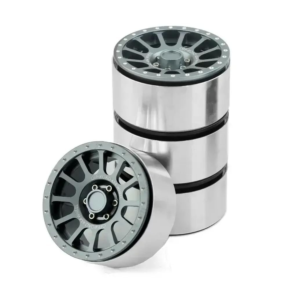 4Pcs 2.6 Inch Metal Beadlock Wheel Rim with 135mm Rubber Tire Compatible with 1/10 Scale RC Crawler Vehicles Like Wraith RR10(Gray Wheel Rim)