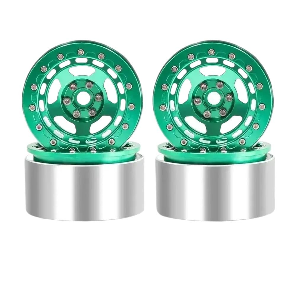 1/10 RC Crawler Aluminum Beadlock Wheels Rim 2.2 Inch Compatible with Wraith(Green)