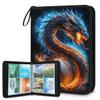 Dragon Theme Trading Card Binder, 4-Pocket Holder for 400 Cards, 4-Ring Zipper Album with Waterproof Cover, Gifts for Boys, Teens Card Game Collectors view 1