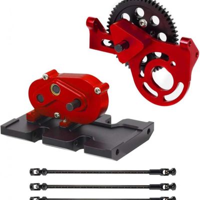 1/10 Transmission with 30 Percent Overdrive Gearbox and 3 Driveshafts Compatible with RC Crawler II Element Chassis(Red)