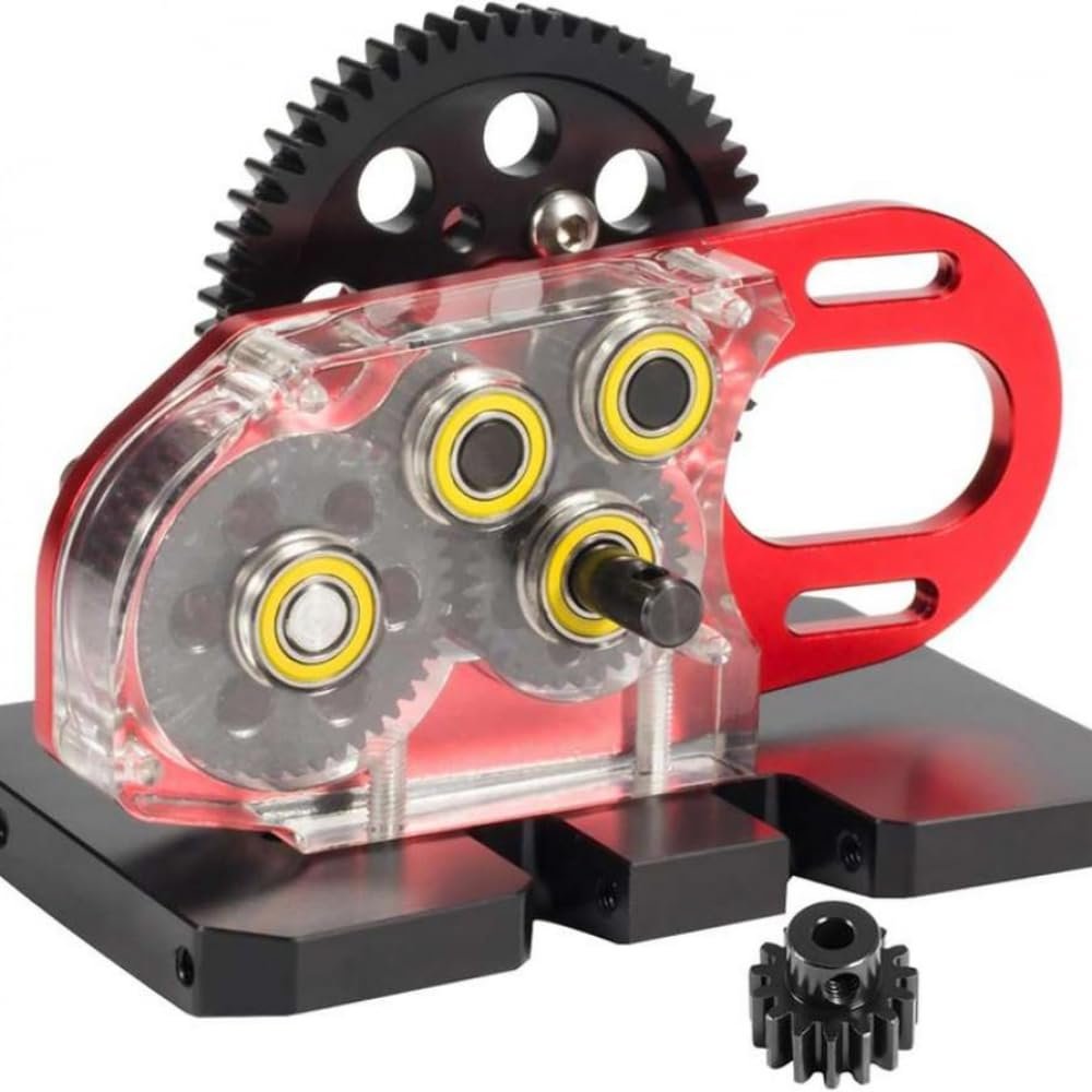 1/10 Scale 2-Speed Overdrive Differential Transmission Compatible with RC Crawler II Pro Element Gspeed DIY Chassis(Red)