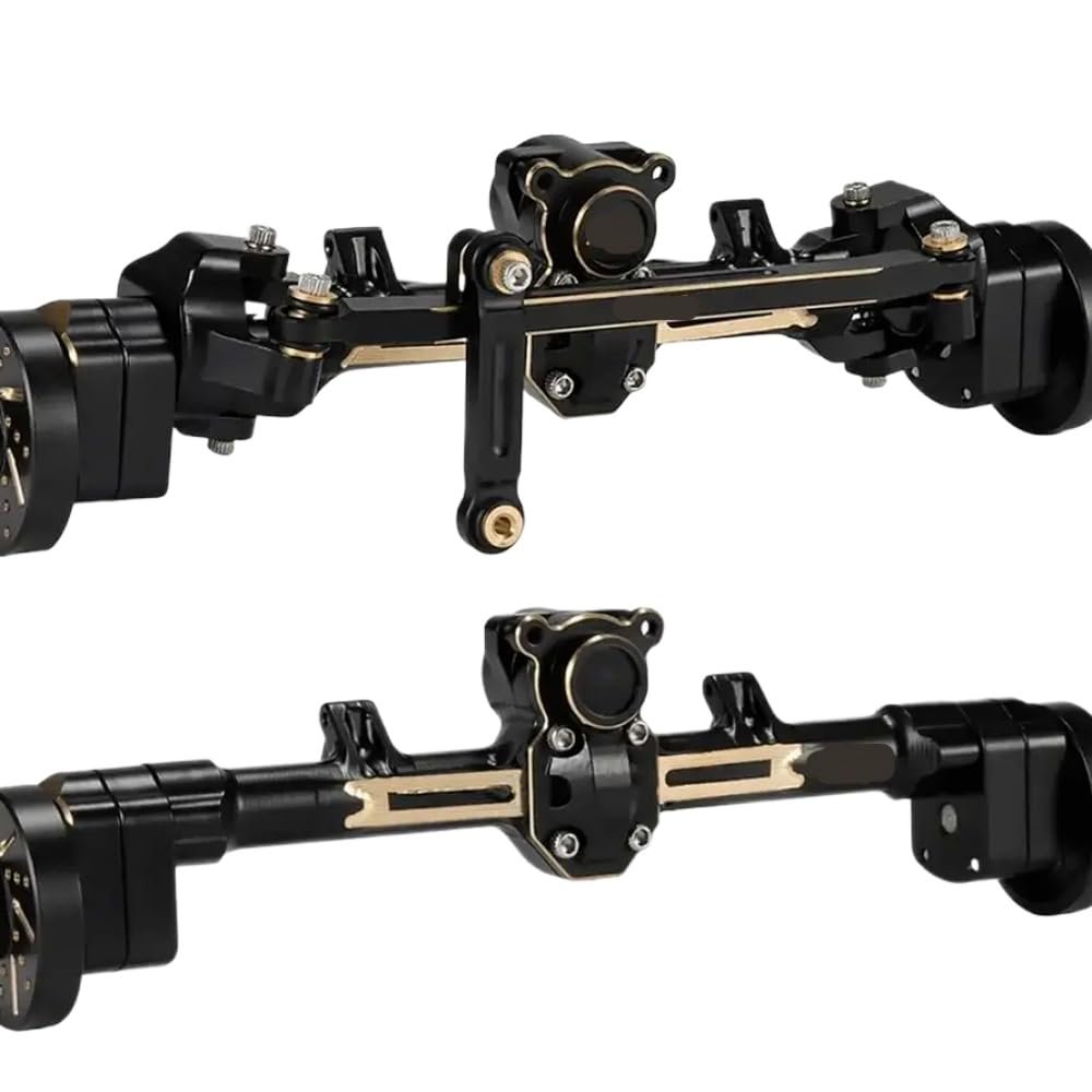 174g Brass Portal Axle Set with 7mm Hex Wheel Hubs and Counterweights Compatible with 1/24 RC Crawlers AX24 SCX24