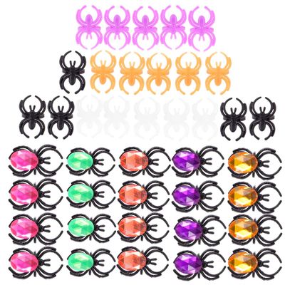 SUPVOX 40Pcs Halloween Spider Rings for Kids, Assorted Plastic Finger Rings, Party Decorations, 1.37 x 0.78 x 0.59 Inch, Multicolor