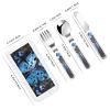 3-Piece Children Utensils Set Blue butterfly Knife Spoon Fork Set Stainless Steel Silverware Set Easy-Grip Reusable Utensils Set Child Flatware Set with Case for Lunch Travel view 2