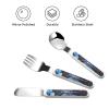 3-Piece Children Utensils Set Blue butterfly Knife Spoon Fork Set Stainless Steel Silverware Set Easy-Grip Reusable Utensils Set Child Flatware Set with Case for Lunch Travel view 3