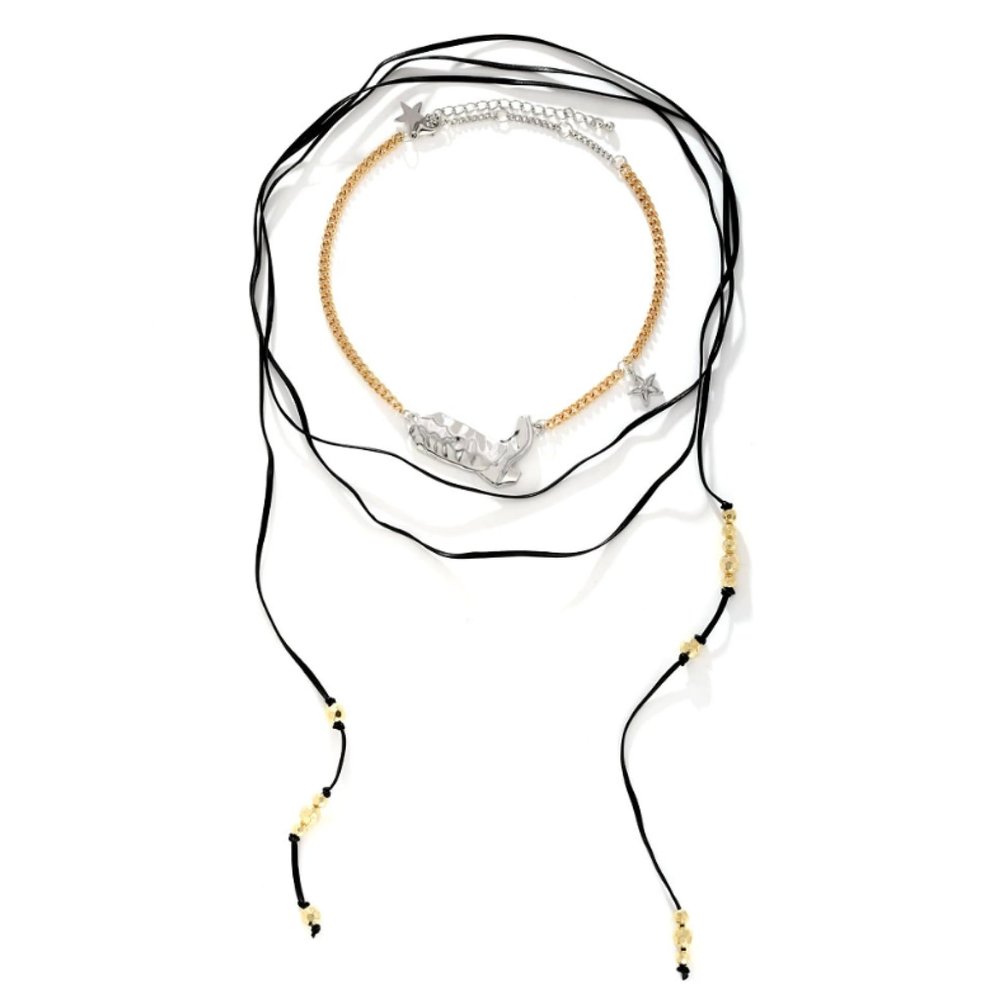 ZYIBPMSJKQCFK Retro Multi Layer Handmade Weaving Pendant Stacked Necklace For Women,black,40+7cm/200cm