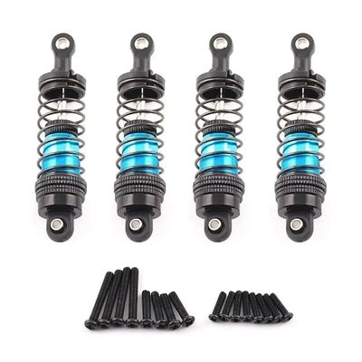 4Pcs Metal Front and Rear Shock Absorbers Compatible with 144001 144010 124007 124016 124017 124019 RC Car Upgrade Parts(Blue)
