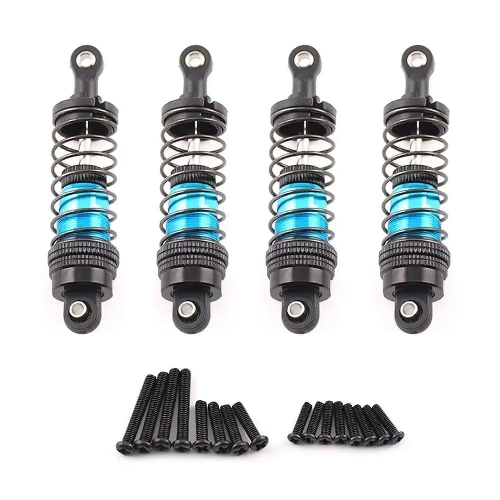 4Pcs Metal Front and Rear Shock Absorbers Compatible with 144001 144010 124007 124016 124017 124019 RC Car Upgrade Parts(Blue)