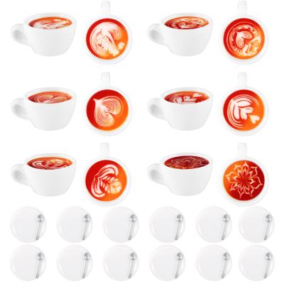 12pcs Mini Coffee Cups, 6 Styles Resin Miniature Coffee Mugs with 12 Saucers Small Tiny Resin Drink Charms for Micro Landscape Decor Keychain Earring Making