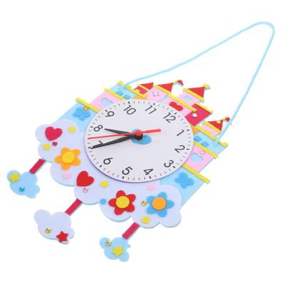 TOBBOMEY 1Set DIY Cartoon Clock Kit Non Woven Materials for Creative Crafting Educational Clock Making for Cognitive Development and Hand Eye Coordination