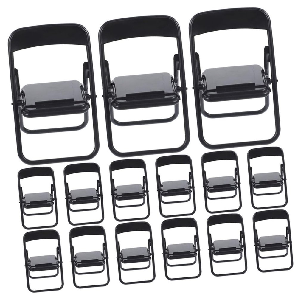 LABRIMP 30pcs Folding Chairs Cellphone Stand Dollhouse Furniture Model Realistic Design for Smartphones for Desk Ornaments Decorations