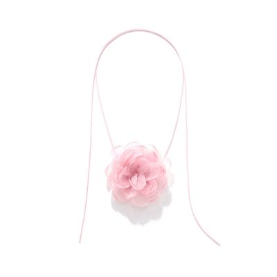 ZYIBPMSJKQCFK Handmade Layered Snow Gauze Flower Pendant With Adjustable Rope Necklace,pink,130cm