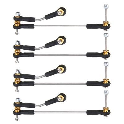 Ancalos 4 Set SteeR1ng Pull Rod Servo Rod Upgrade Parts For WPL B14 B24 B16 B36 C14 C24 C44 1/16 RC Car Accessories - (Color: Black Silver)