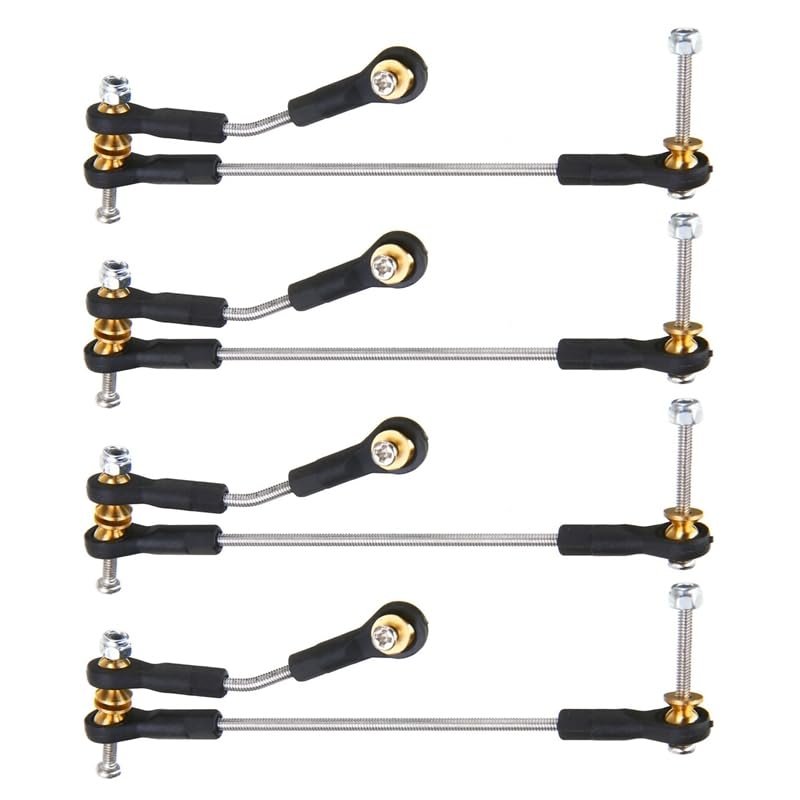 Ancalos 4 Set SteeR1ng Pull Rod Servo Rod Upgrade Parts For WPL B14 B24 B16 B36 C14 C24 C44 1/16 RC Car Accessories - (Color: Black Silver)