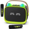 Mini Karaoke Machine Toys Gifts,Kids Portable MP3 Player with 2 Wireless Microphone and LED,Christmas Birthday Gifts for Girls Boys 3 4 5 6 7 8+ Year Old (Green) view 1