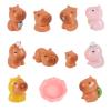 11pcs Mini Capybara Figurines, Super Cute Miniature Resin Capybara Tiny Small Animals Ornaments for Cake Toppers Desktop Car Dashboard Dollhouse & Fairy Garden Decorations view 1