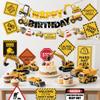 14 Packs Construction Happy Birthday Banner Vehicle Truck Garlands and Truck Cutouts Traffic Road Signs Birthday Party Decorations for Kids Boy Baby Shower Decorations (Construction) view 3