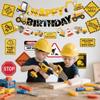 14 Packs Construction Happy Birthday Banner Vehicle Truck Garlands and Truck Cutouts Traffic Road Signs Birthday Party Decorations for Kids Boy Baby Shower Decorations (Construction) view 4