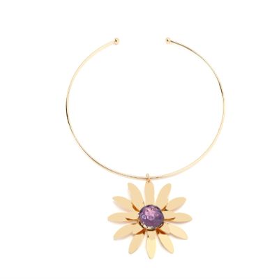 ZYIBPMSJKQCFK Bohemian Flower Pendant Vintage Necklace For Women,Purple,41cm