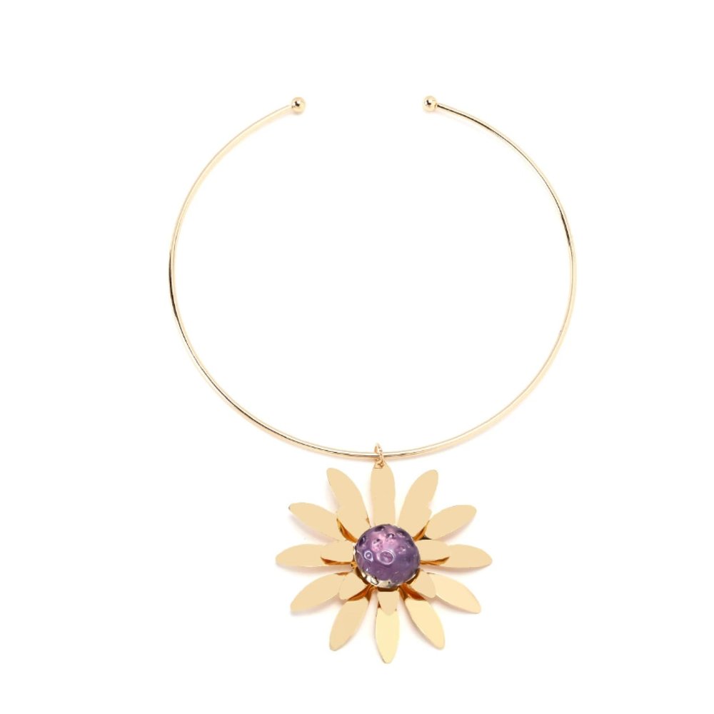 ZYIBPMSJKQCFK Bohemian Flower Pendant Vintage Necklace For Women,Purple,41cm