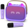 Mini Karaoke Machine Toys Gifts,Kids Portable MP3 Player with 2 Wireless Microphone and LED,Christmas Birthday Gifts for Girls Boys 3 4 5 6 7 8+ Year Old (Purple) view 1