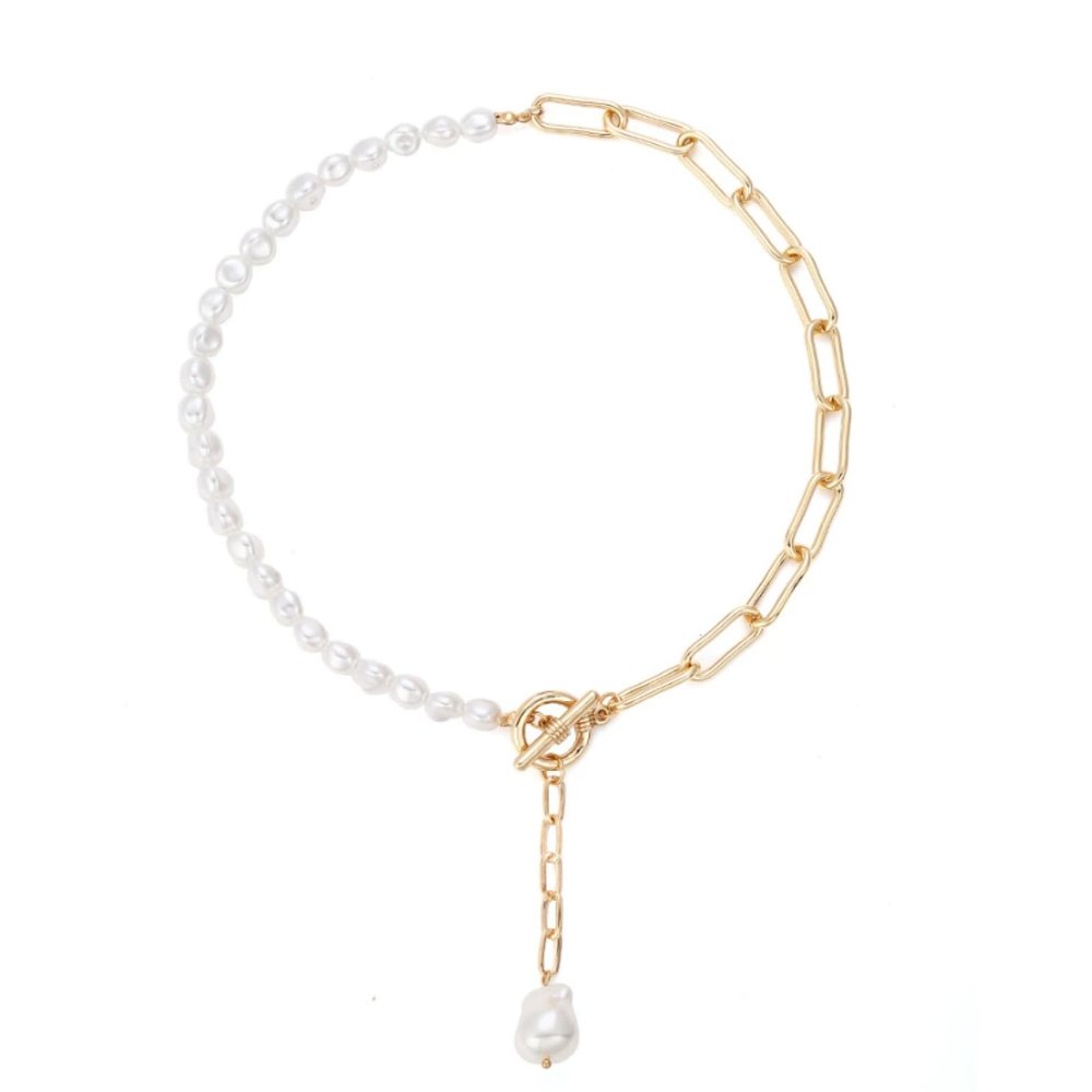 Bohemian Splicing Pearl Chain Metal Chain Accessories,golden,48cm