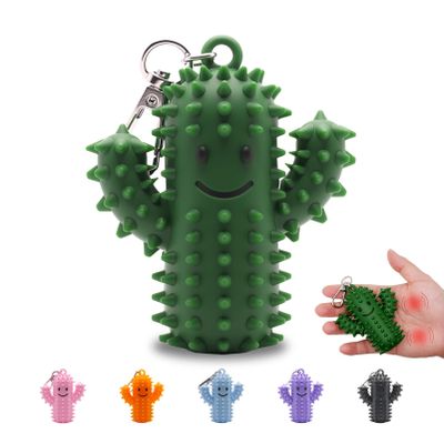 1 PCS Little Ouchies Pain FidgetSilicone Cactus Stim Tools for Adults, Sensory Pain Stim Fidget Toy, Spiky Grippy Stim Keychain, Anxiety Relief Items Fidget, Fun Gift for Friends and Family (Green)