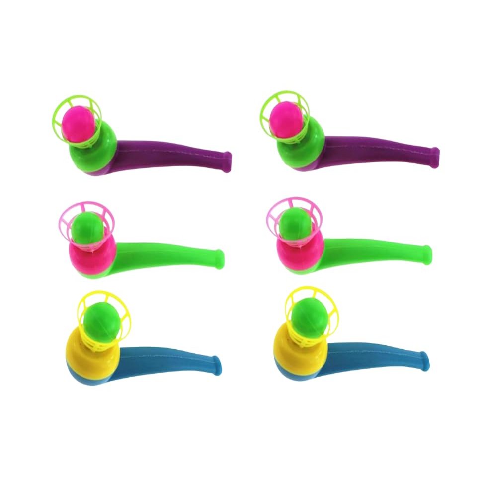 Yxinjy 6 Pcs Training Floating Blowing Balls Plastic BallsBall Blowing Toy Floating Blow Pipe Toys Party (Random Color)