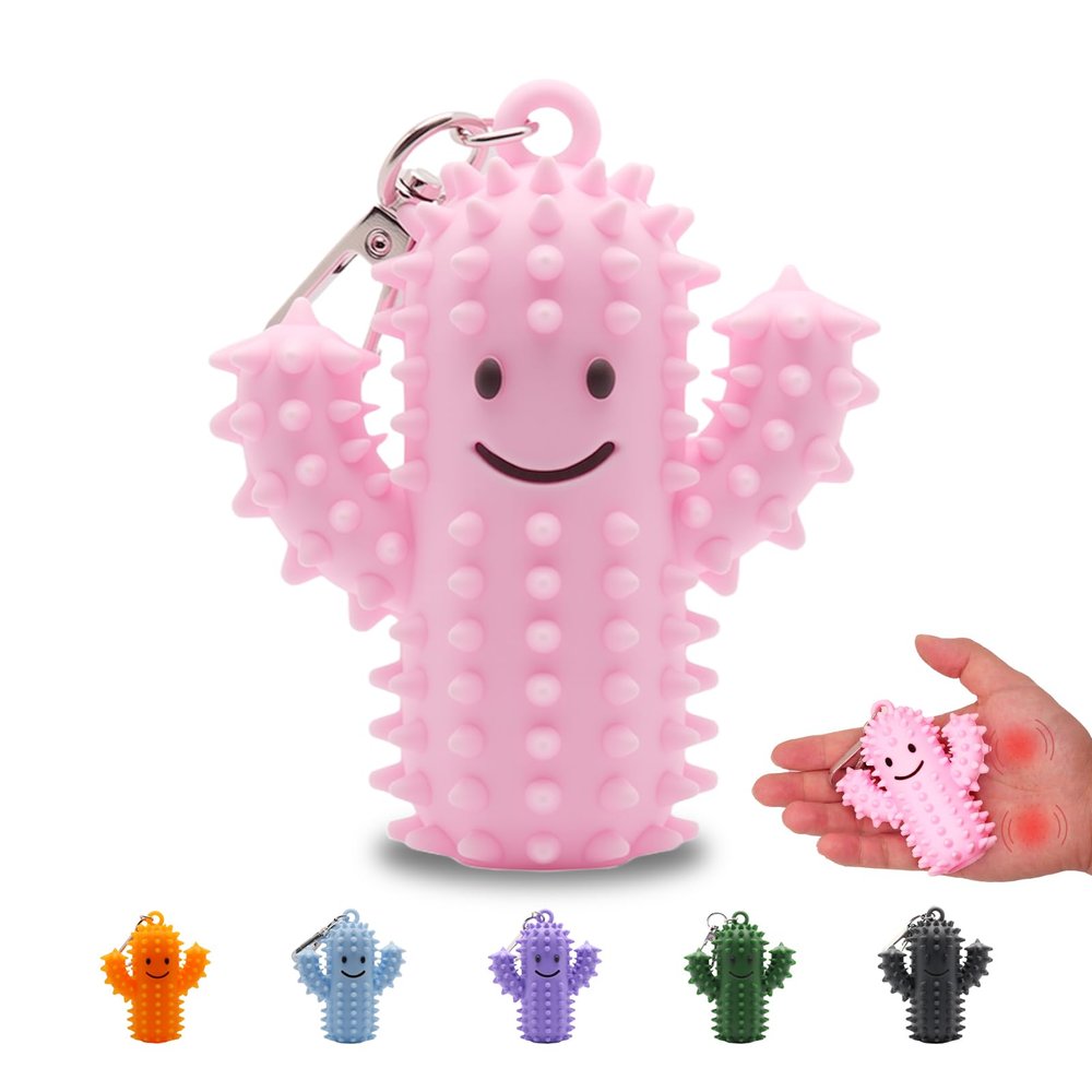 1 PCS Little Ouchies Pain FidgetSilicone Cactus Stim Tools for Adults, Sensory Pain Stim Fidget Toy , Spiky Grippy Stim Keychain, Anxiety Relief Items Fidget, Fun Gift for Friends and Family (Pink)