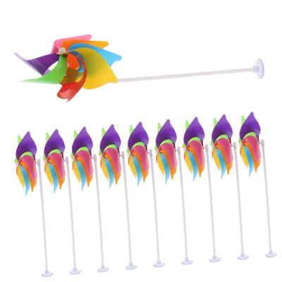 Cabilock 10Pcs Colorful Garden Windmills Decorative Pinwheels for Classroom and Outdoor Decor Sturdy Plastic Easy to Insert Fun Party Accessories