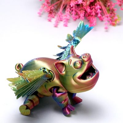 3D Printed Fliggy Model,Pig with Wings,Flexible Realistic Articulated Animal Fidget Toys,Mystery Figurines Gifts for Easter,Executive Desk Funny Dcor and Festival Collectible (Colorful)