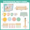 HAPGFS Wooden Play Kitchen Accessories Set with Detachable Dish Rack and Utensil Holder - Complete Set for Toddlers 3-5, Includes Plates and Cups, Colorful Cutlery for Pretend Play, Ideal Gift view 4