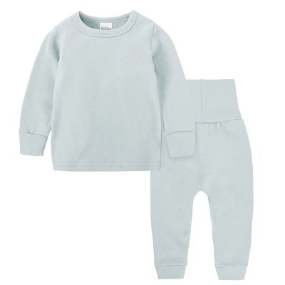 2pc Sweater Pants Sets for Toddler Plain Casual Long Sleeve Crew Neck Pullover Tops+Cotton Long (Light Blue, 3-6 Months)