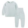 2pc Sweater Pants Sets for Toddler Plain Casual Long Sleeve Crew Neck Pullover Tops+Cotton Long (Light Blue, 3-6 Months) view 1