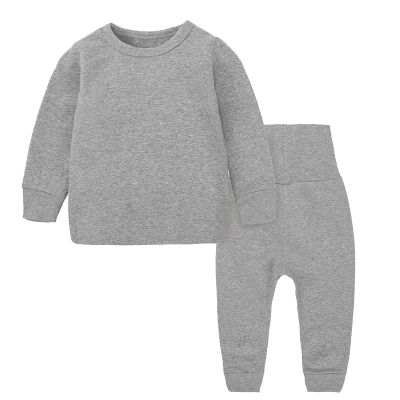 2pc Sweater Pants Sets for Toddler Plain Casual Long Sleeve Crew Neck Pullover Tops+Cotton (Dark Gray, 12-24 Months)
