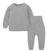 2pc Sweater Pants Sets for Toddler Plain Casual Long Sleeve Crew Neck Pullover Tops+Cotton (Dark Gray, 12-24 Months) view 1