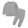 2pc Sweater Pants Sets for Toddler Plain Casual Long Sleeve Crew Neck Pullover Tops+Cotton (Dark Gray, 12-24 Months) view 3