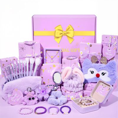 Teen Girl Gifts Trendy Stuff, Christmas Gifts for Tween & Teen Girls - 9 Wrapped Birthday Gifts 11 PCS, with Inspiring Tasks & Makeup Bag, Optimized Empowering Bow Gift Sets for Daughter Niece Sister