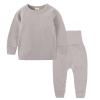 2pc Sweater Pants Sets for Toddler Plain Casual Long Sleeve Crew Neck Pullover Tops+Cotton Long Pants (Grey, 3-4 Years) view 1