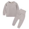 2pc Sweater Pants Sets for Toddler Plain Casual Long Sleeve Crew Neck Pullover Tops+Cotton Long Pants (Grey, 3-4 Years) view 4