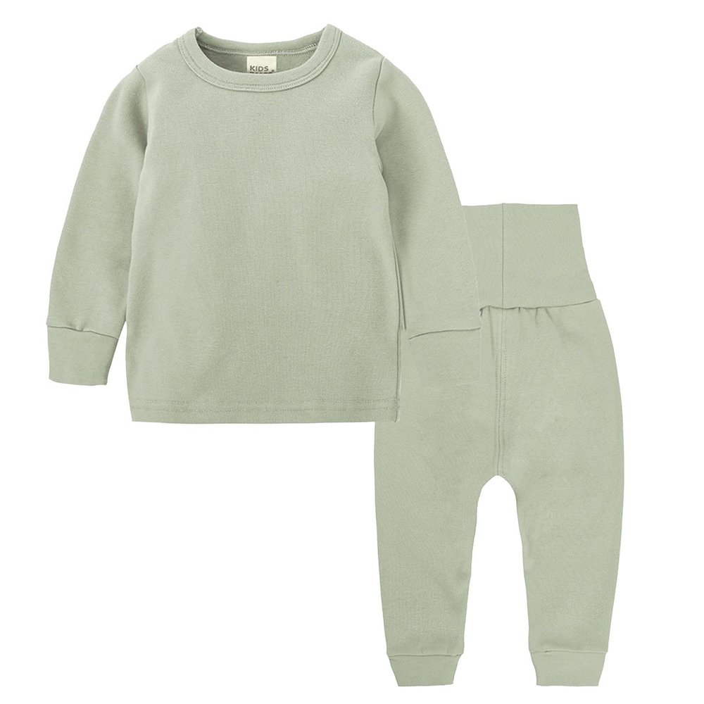 2pc Sweater Pants Sets for Toddler Plain Casual Long Sleeve Crew Neck Pullover Tops+Cotton Long (Mint Green, 5-6 Years)