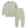 2pc Sweater Pants Sets for Toddler Plain Casual Long Sleeve Crew Neck Pullover Tops+Cotton Long (Mint Green, 5-6 Years) view 1