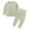 2pc Sweater Pants Sets for Toddler Plain Casual Long Sleeve Crew Neck Pullover Tops+Cotton Long (Mint Green, 5-6 Years) view 4