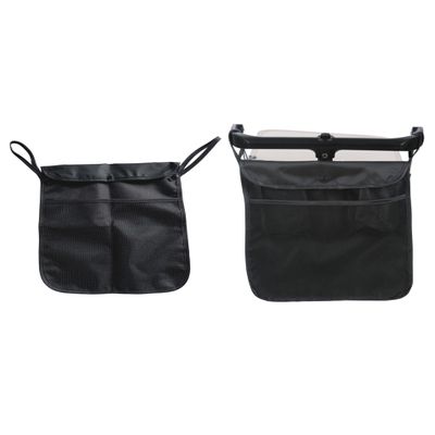 2pcs Baby Stroller Organizer With Two compartments Front Mesh Pocket for Bottle Nappy Diaper Storage, Detachable Straps,Fits for Stroller like Uppababy, Baby Jogger, Britax, Bugaboo, BOB (BLACK G)