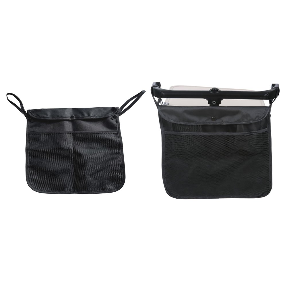 2pcs Baby Stroller Organizer With Two compartments Front Mesh Pocket for Bottle Nappy Diaper Storage, Detachable Straps,Fits for Stroller like Uppababy, Baby Jogger, Britax, Bugaboo, BOB (BLACK G)